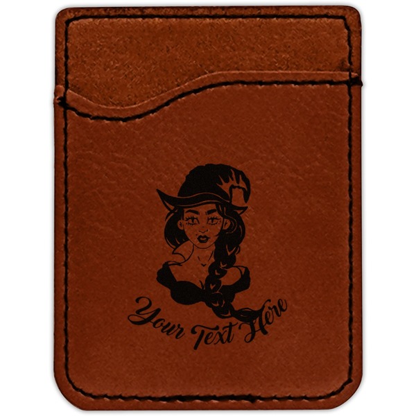 Witches On Halloween Cognac Leatherette Phone Wallet close up