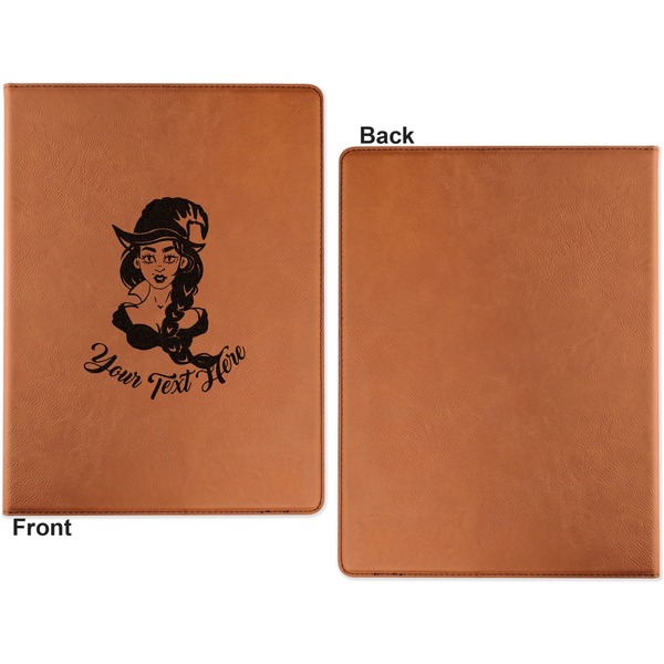Witches On Halloween Cognac Leatherette Portfolios with Notepad - Large - Single Sided - Apvl