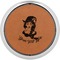 Witches On Halloween Cognac Leatherette Round Coasters w/ Silver Edge - Single