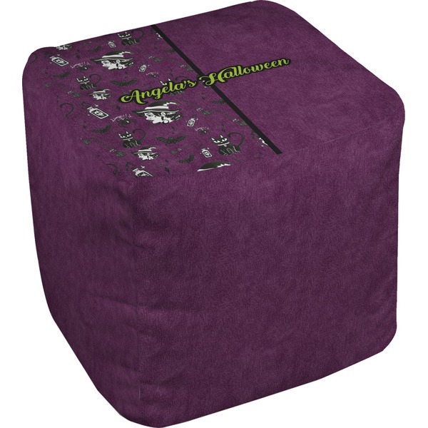 Custom Witches On Halloween Cube Pouf Ottoman - 13" (Personalized)