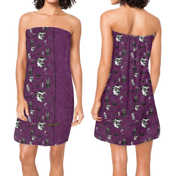 Witches On Halloween Custom Bath Wrap - Front & Back View