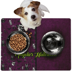 Witches On Halloween Dog Food Mat - Medium w/ Name or Text
