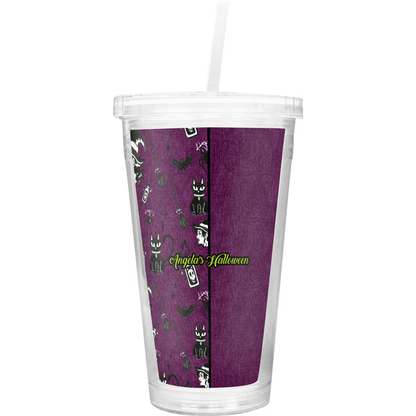 Custom Witches On Halloween Double Wall Tumbler with Straw (Personalized)