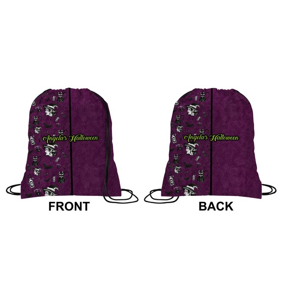 Witches On Halloween Drawstring Backpack Front & Back Medium
