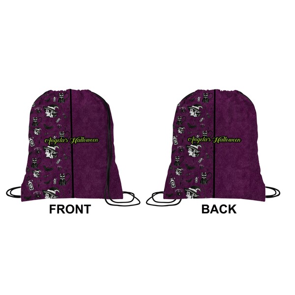 Witches On Halloween Drawstring Backpack Front & Back Small