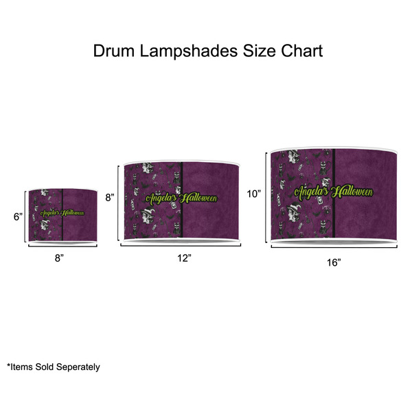 Witches On Halloween Drum Lampshades - Sizing Chart
