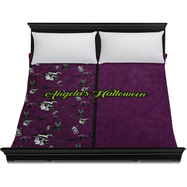 Witches On Halloween Duvet Cover - King - On Bed - No Prop