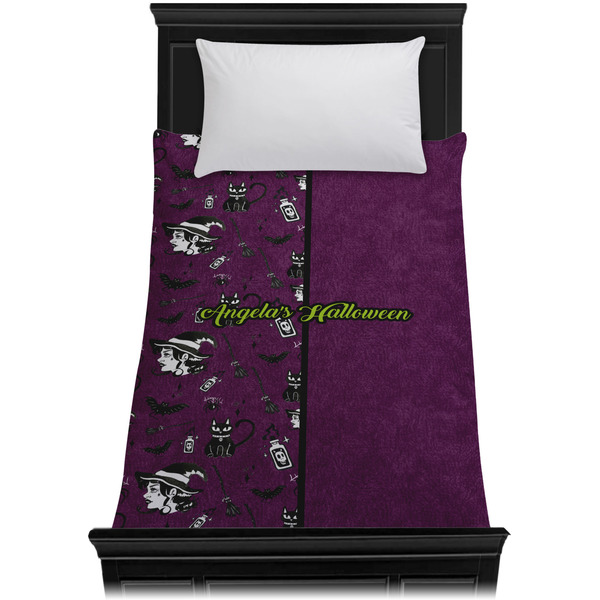 Witches On Halloween Duvet Cover - Twin - On Bed - No Prop
