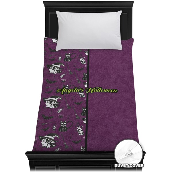 Custom Witches On Halloween Duvet Cover - Twin (Personalized)
