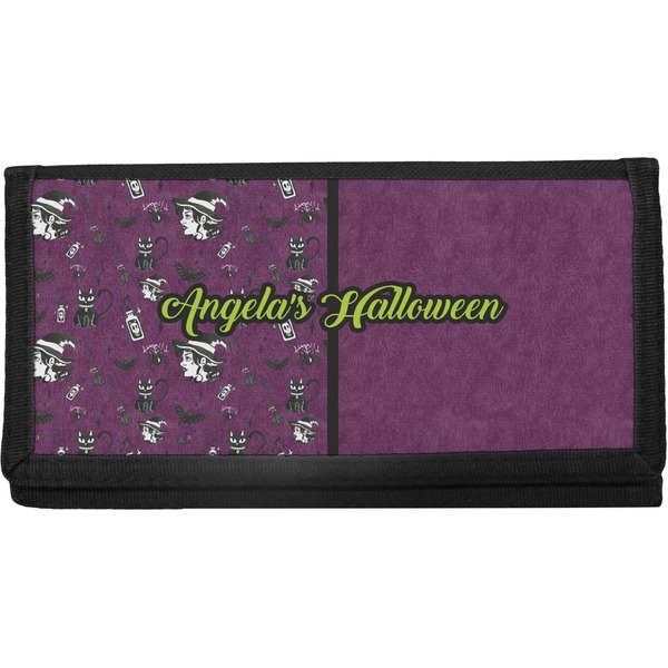 Custom Witches On Halloween Canvas Checkbook Cover (Personalized)