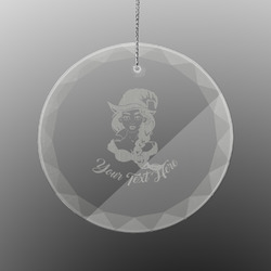 Witches On Halloween Engraved Glass Ornament - Round (Personalized)