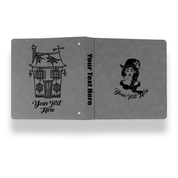 Witches On Halloween Leather Binder - 1" - Grey - Back Spine Front View