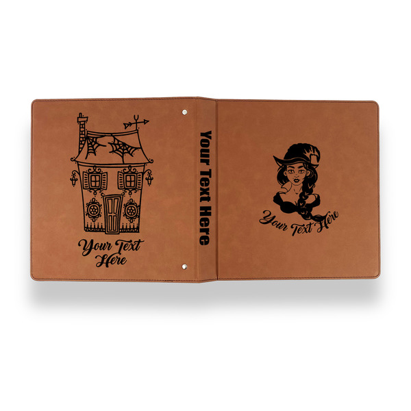 Witches On Halloween Leather Binder - 1" - Rawhide - Back Spine Front View