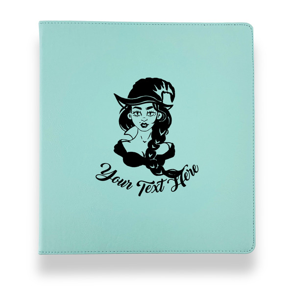 Custom Witches On Halloween Leather Binder - 1" - Teal (Personalized)