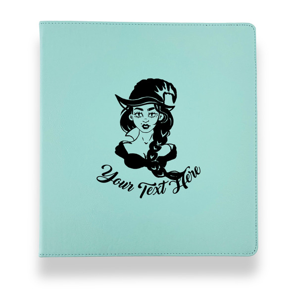Witches On Halloween Leather Binders - 1" - Teal - Front View