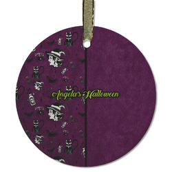 Witches On Halloween Flat Glass Ornament - Round w/ Name or Text