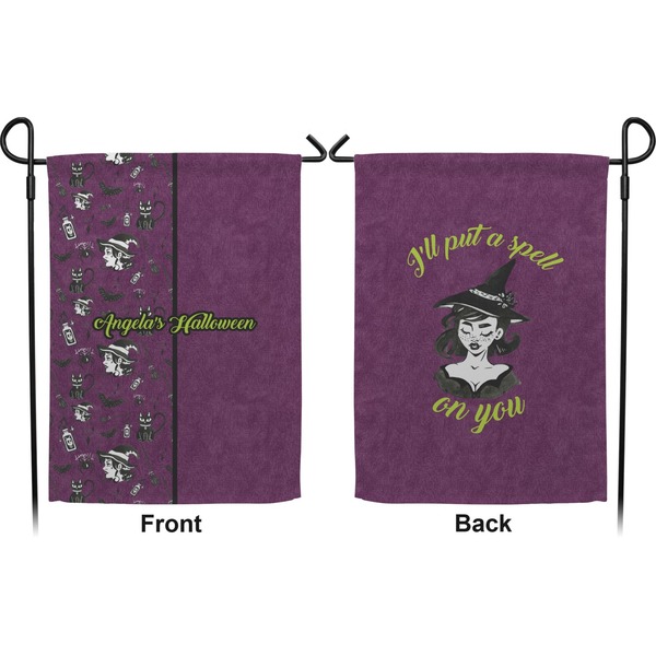 Witches On Halloween Garden Flag - Double Sided Front and Back