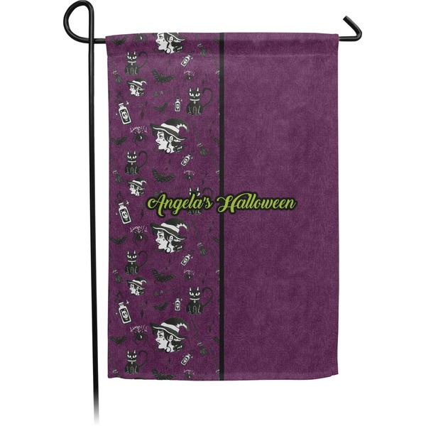 Custom Witches On Halloween Small Garden Flag - Double Sided w/ Name or Text