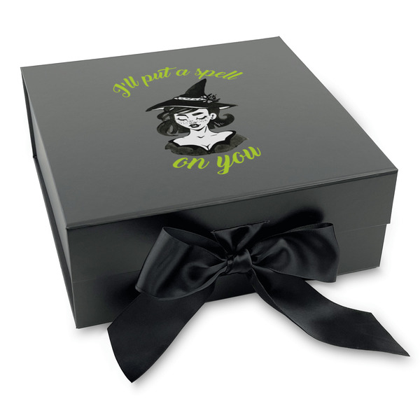Custom Witches On Halloween Gift Box with Magnetic Lid - Black (Personalized)