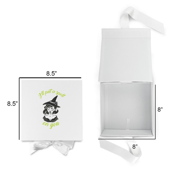 Witches On Halloween Gift Boxes with Magnetic Lid - White - Open & Closed