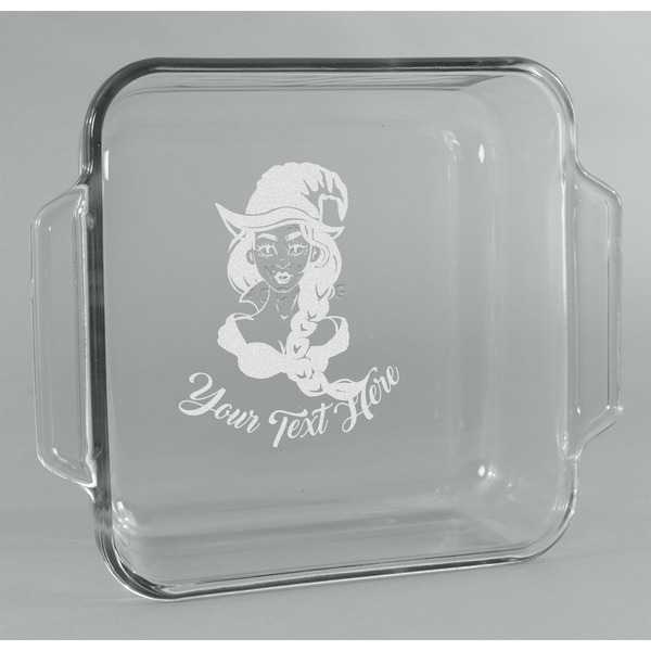 Custom Witches On Halloween Glass Cake Dish - 8in x 8in (Personalized)