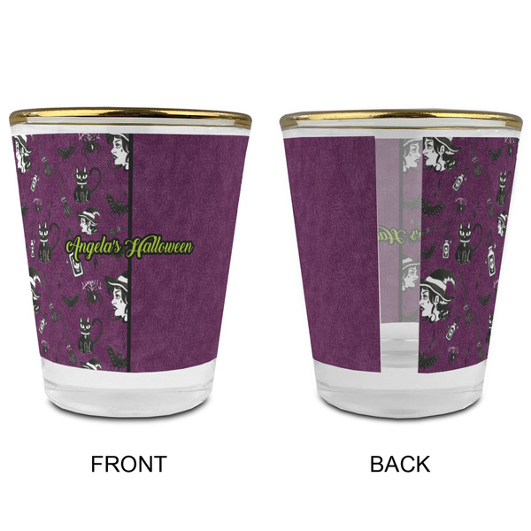 Witches On Halloween Glass Shot Glass - with gold rim - APPROVAL