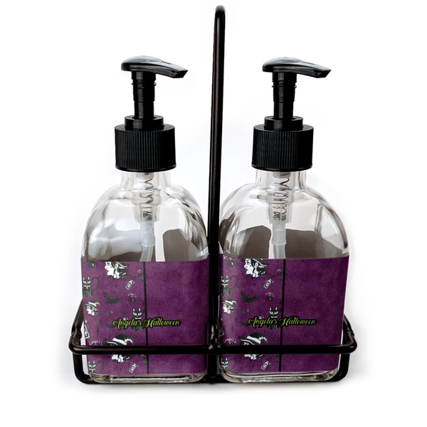 Custom Witches On Halloween Glass Soap & Lotion Bottle Set (Personalized)