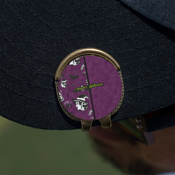 Witches On Halloween Golf Ball Marker Hat Clip - Gold - On Hat