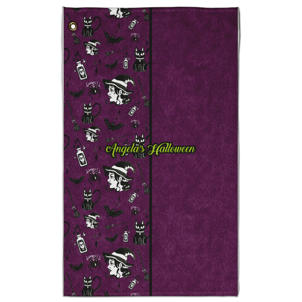 Custom Witches On Halloween Golf Towel - Poly-Cotton Blend w/ Name or Text