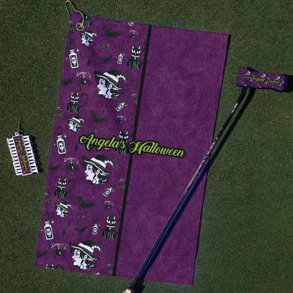 Custom Witches On Halloween Golf Towel Gift Set (Personalized)