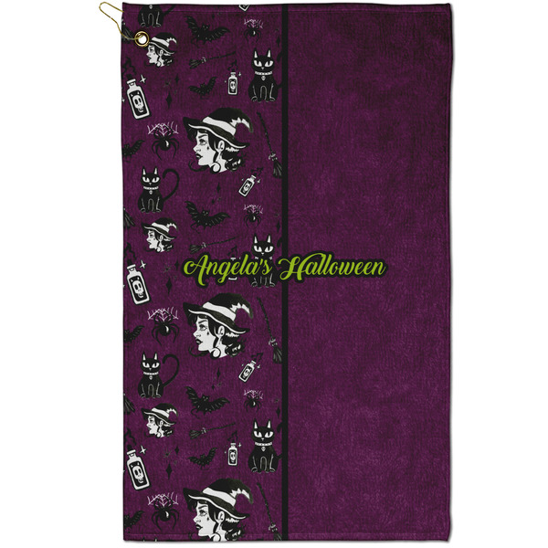 Custom Witches On Halloween Golf Towel - Poly-Cotton Blend - Small w/ Name or Text