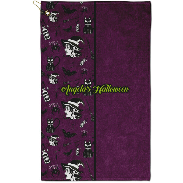 Custom Witches On Halloween Golf Towel - Poly-Cotton Blend - Small w/ Name or Text