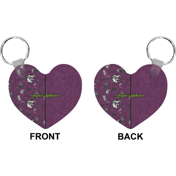 Witches On Halloween Heart Keychain (Front + Back)