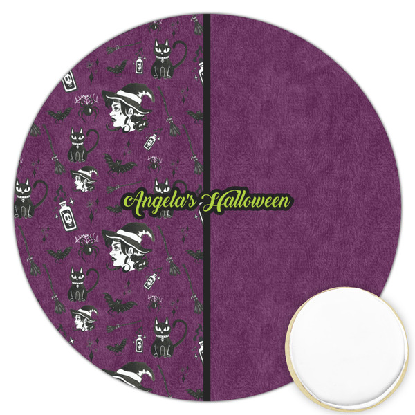 Custom Witches On Halloween Printed Cookie Topper - 3.25" (Personalized)