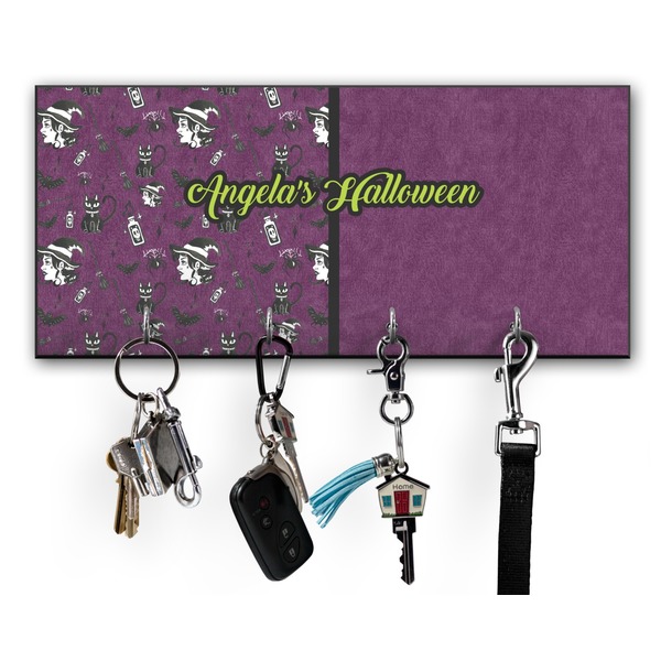 Custom Witches On Halloween Key Hanger w/ 4 Hooks w/ Graphics and Text