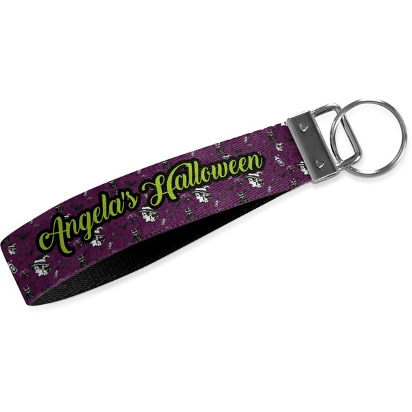 Custom Witches On Halloween Webbing Keychain Fob - Large (Personalized)
