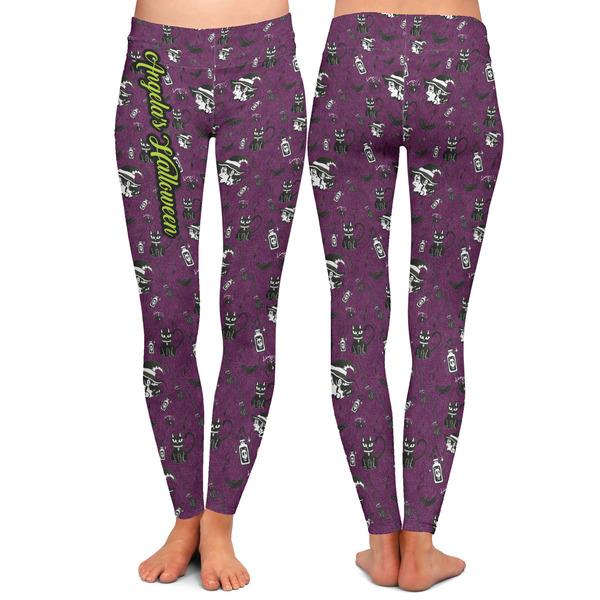 Witches On Halloween Ladies Leggings - Front and Back