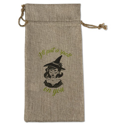 Witches On Halloween Large Burlap Gift Bag - Front (Personalized)