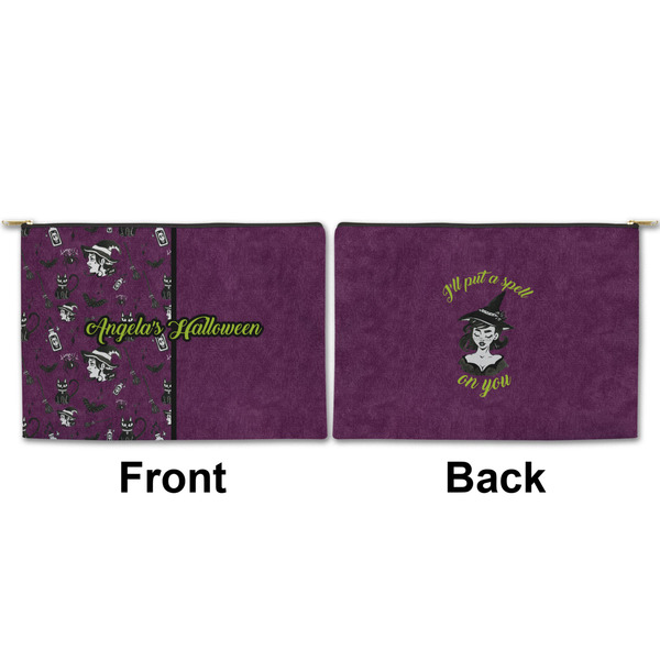 Witches On Halloween Large Zipper Pouch Approval (Front and Back)