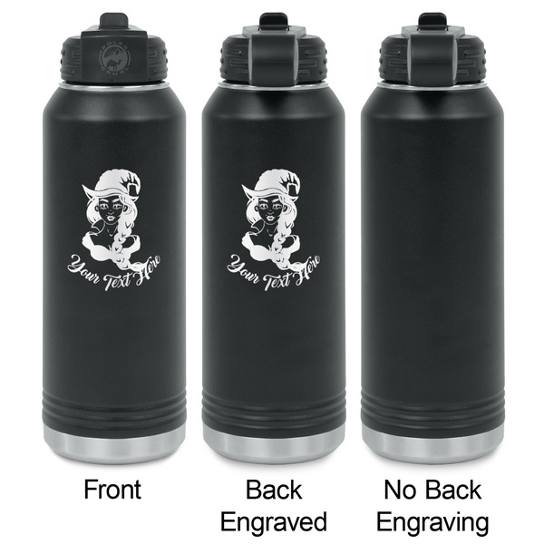 Witches On Halloween Laser Engraved Water Bottles - 2 Styles - Front & Back View