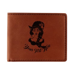 Witches On Halloween Leatherette Bifold Wallet (Personalized)