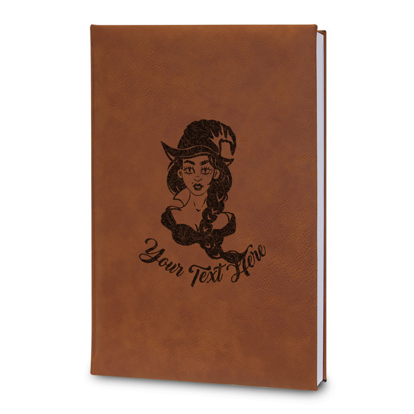 Custom Witches On Halloween Leatherette Journal - Large - Double Sided (Personalized)