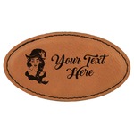 Witches On Halloween Leatherette Oval Name Badge with Magnet (Personalized)
