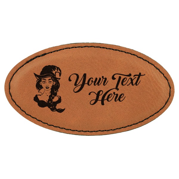 Custom Witches On Halloween Leatherette Oval Name Badge with Magnet (Personalized)