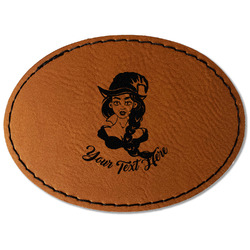 Witches On Halloween Faux Leather Iron On Patch - Oval (Personalized)