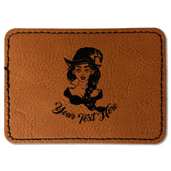 Witches On Halloween Faux Leather Iron On Patch - Rectangle (Personalized)