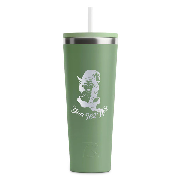 Custom Witches On Halloween RTIC Everyday Tumbler with Straw - 28oz - Light Green - Single-Sided (Personalized)