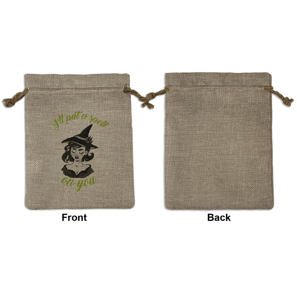 Witches On Halloween Medium Burlap Gift Bag - Front Approval