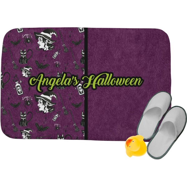 Custom Witches On Halloween Memory Foam Bath Mat (Personalized)