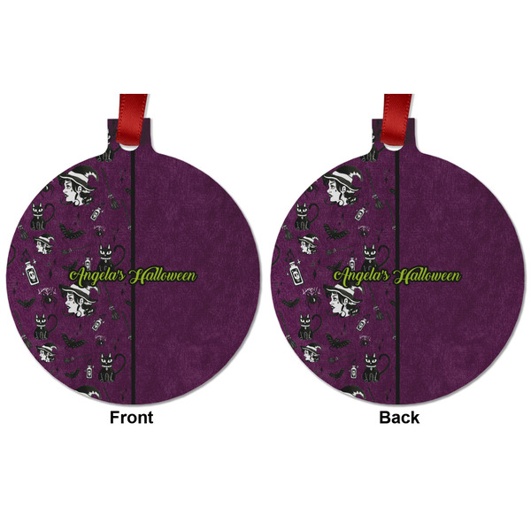 Witches On Halloween Metal Ball Ornament - Front and Back